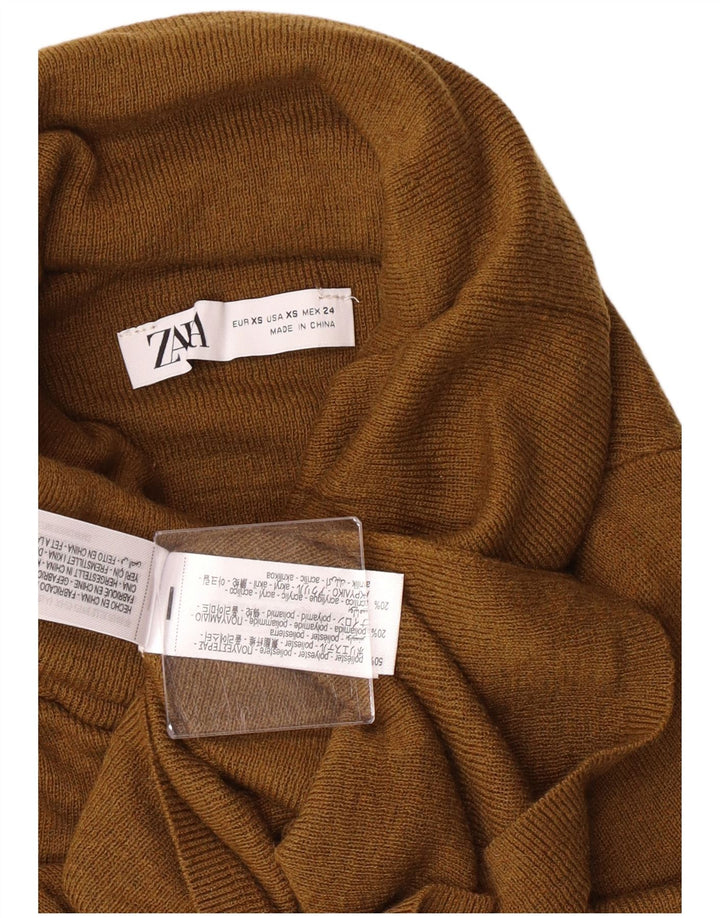 Damski sweter z golfem Zara, UK 4 XS, khaki, poliester