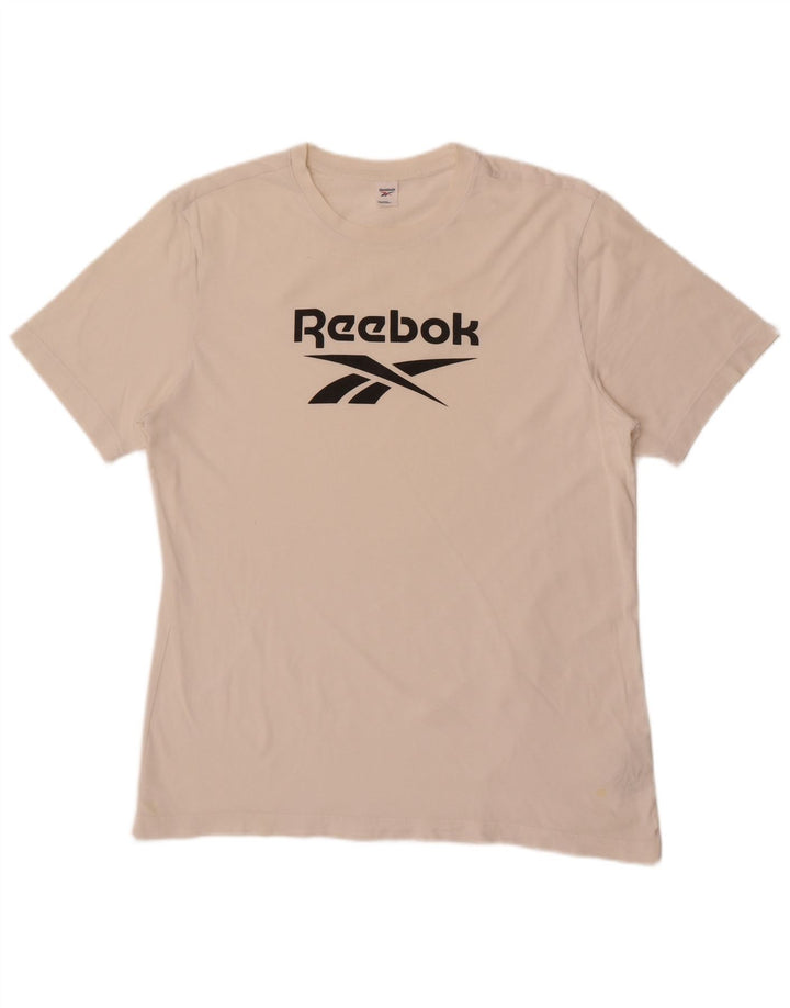 Męska koszulka z grafiką Reebok Top, średnia, biała bawełna