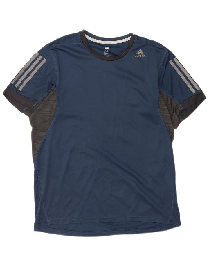 Adidas Męska koszulka Climacool Top, duża, granatowa, poliestrowa w prążki