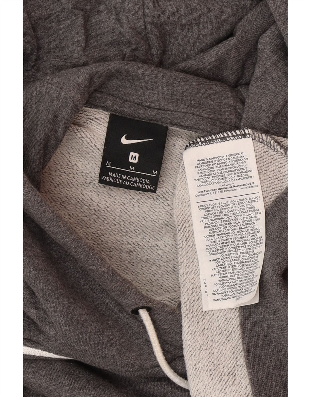 Męski sweter z kapturem NIKE z grafiką, średnioszary, bawełniany