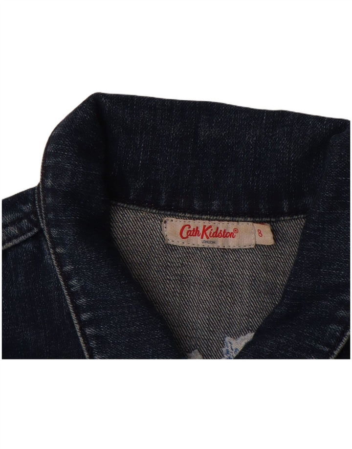 Damska kurtka dżinsowa Cath Kidston UK 8, mała, granatowa, z bawełny w kwiaty