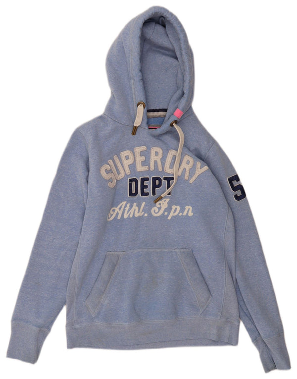 Damski sweter z kapturem Superdry Graphic UK 14, duży, niebieski, bawełniany w cętki