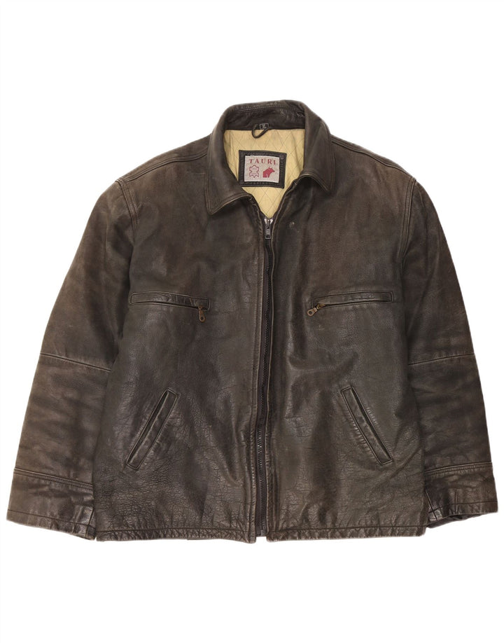 Męska kurtka skórzana Tauri UK 42 XL Czarna skóra
