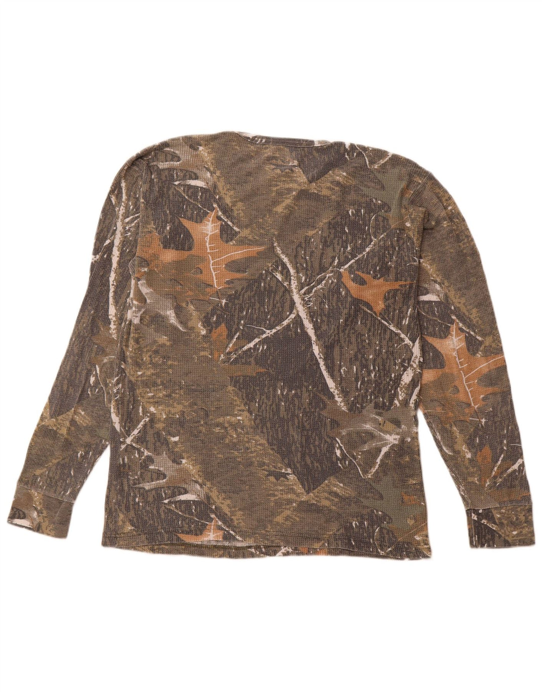 VINTAGE Męski top z długim rękawem, duży, beżowy, bawełniany kamuflaż