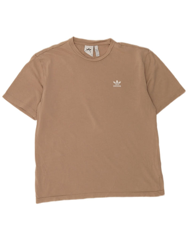 Męska koszulka z grafiką Adidas Top, średnia beżowa bawełna