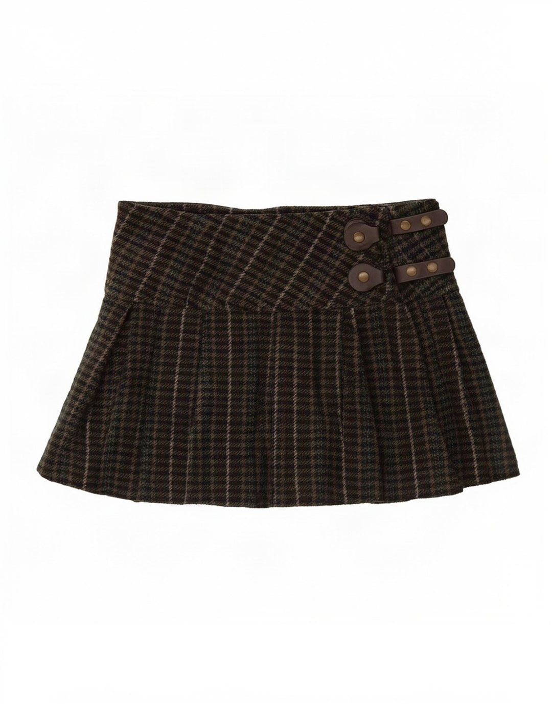 Damska plisowana mini spódniczka PEPE Jeans, mała, W30 Khaki, poliester w pepitkę