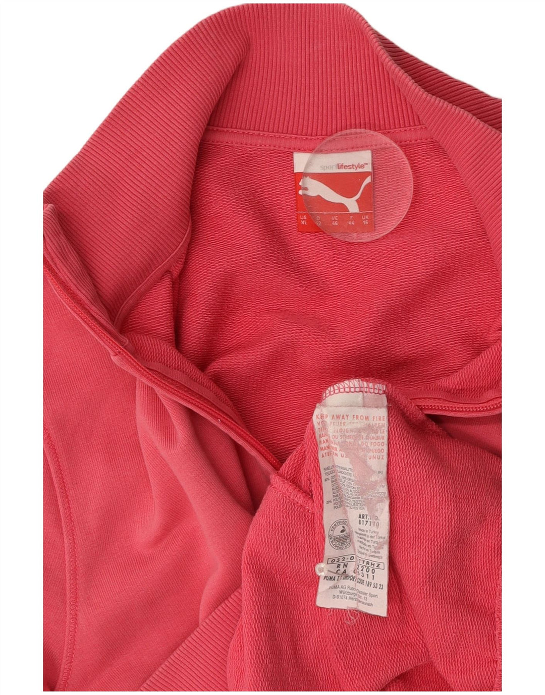 PUMA Womens Tracksuit Top Jacket UK 16 Large  Pink Cotton