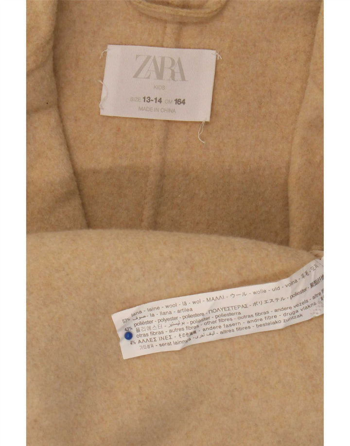 Dwurzędowy płaszcz dziewczęcy Zara 13-14 lat, beżowa, wełniana