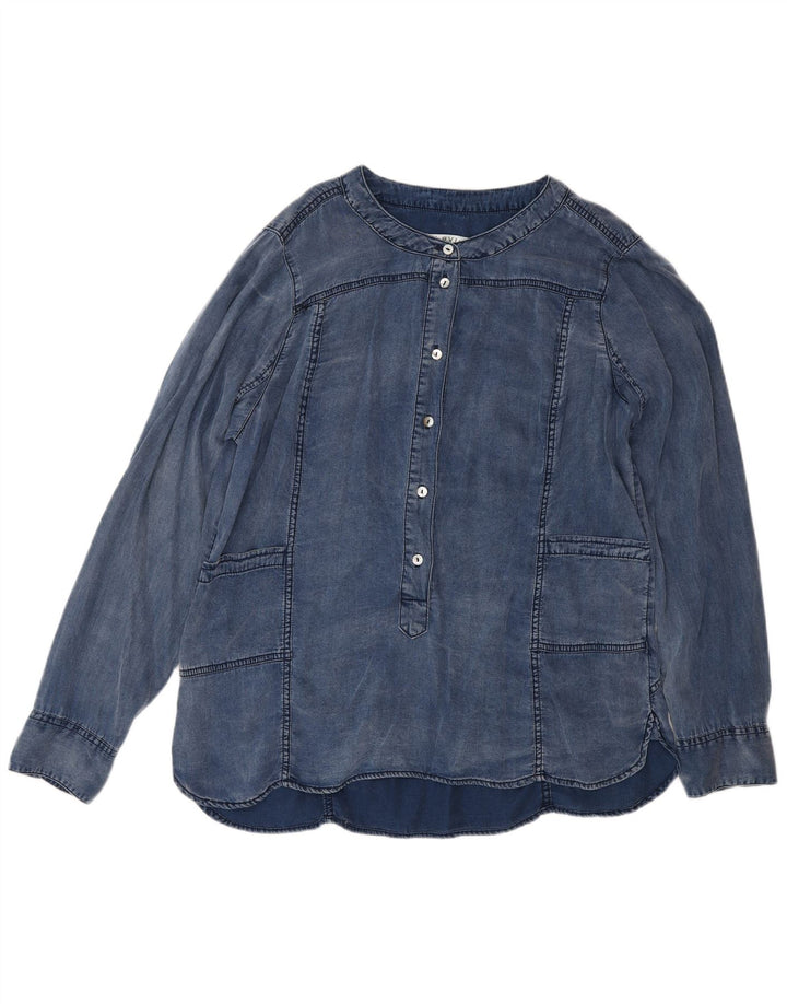 ORVIS Womens Longline Pullover Shirt UK 16 Large Blue Lyocell