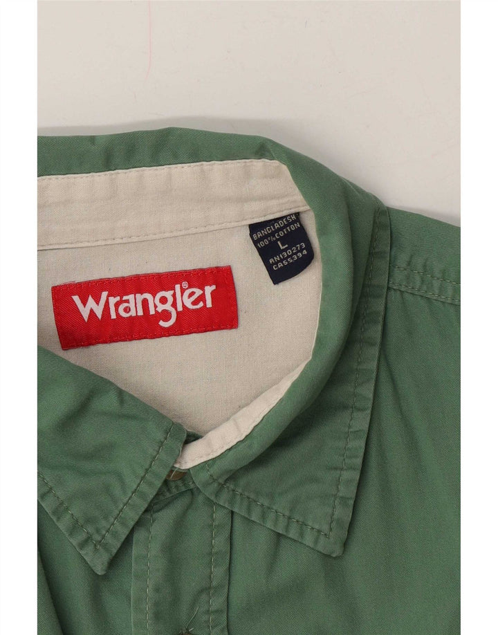 Męska koszula z krótkim rękawem Wrangler, duża, zielona, bawełniana
