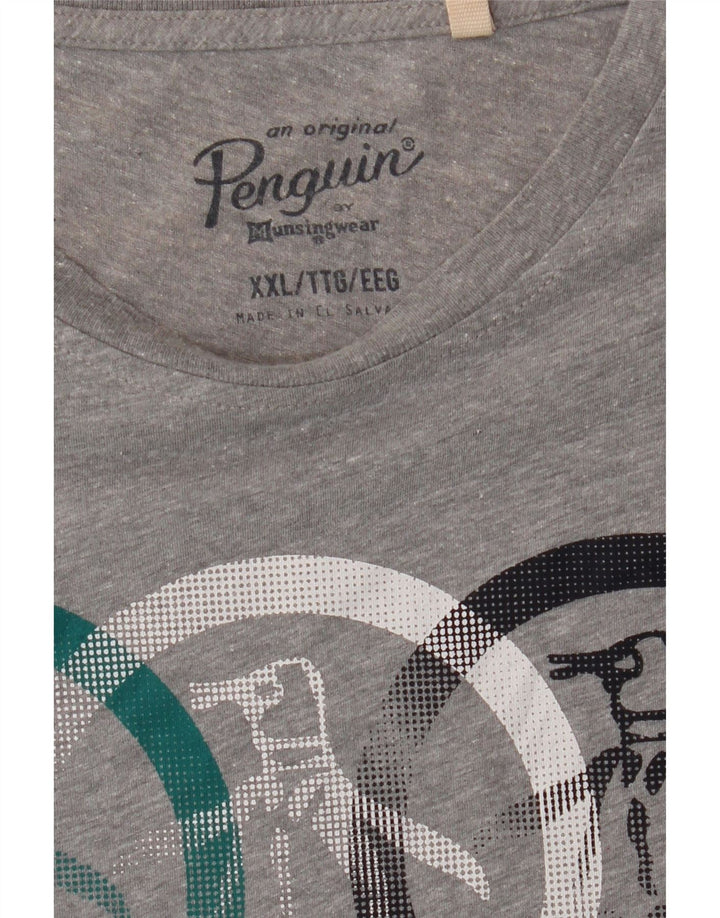 PENGUIN Mens Graphic T-Shirt Top 2XL Grey Vintage Penguin and Second-Hand Penguin from Messina Hembry 