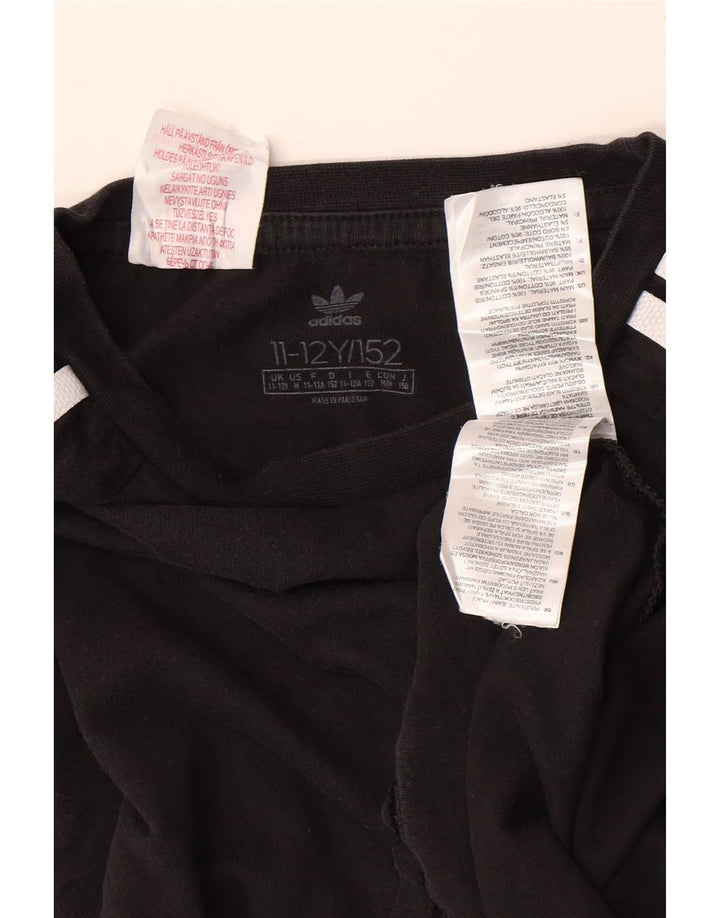 Adidas Chłopięca Top Z Długim Rękawem 11-12 Lat Czarna Bawełna