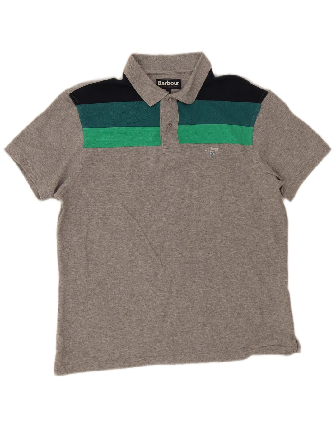 Męska koszulka polo Barbour, duża, szara, bawełniana w bloki kolorów