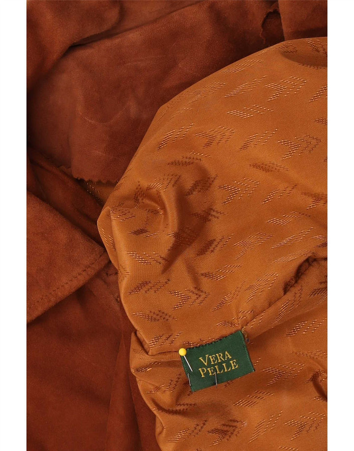 Zamszowa kurtka damska Vintage UK 18 XL, brązowa skóra