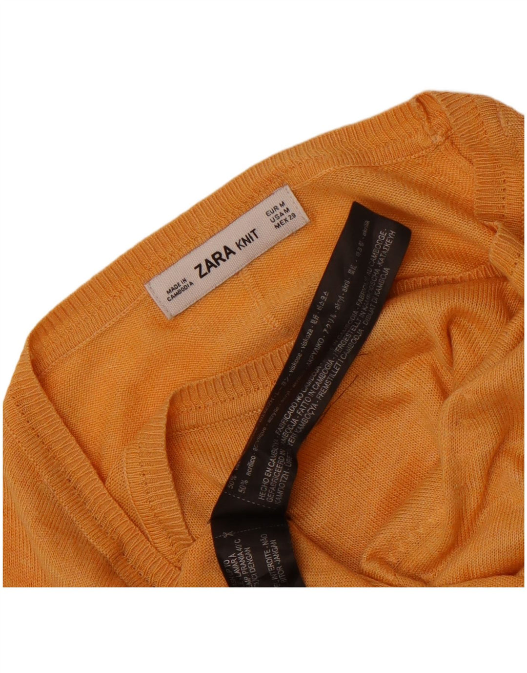 Damski sweter Zara z dekoltem w łódkę UK 12 Średni pomarańczowy wiskoza