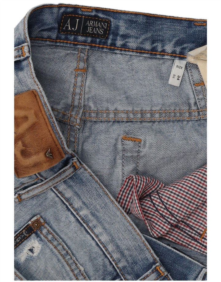 ARMANI Męskie proste dżinsy W34 L30 Niebieskie