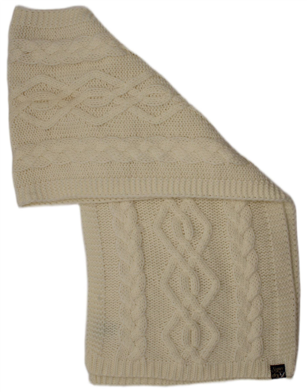 Damski szalik Superdry z dzianiny prostokątnej w jednym rozmiarze w kolorze złamanej bieli, akrylu