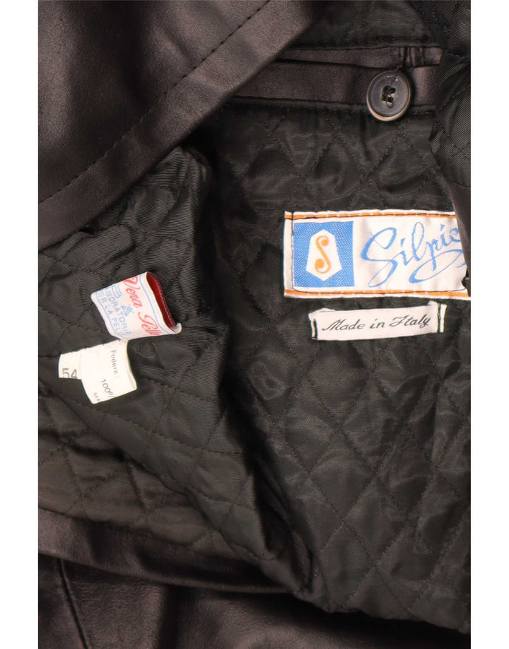 Vintage męska kurtka skórzana IT 54 2XL czarna skóra