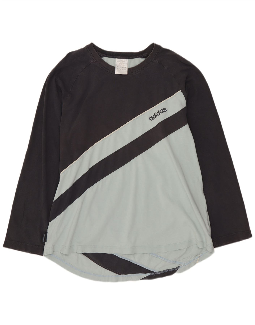 Męski top ADIDAS z długim rękawem, duży, niebieski, bawełniany w bloki kolorów