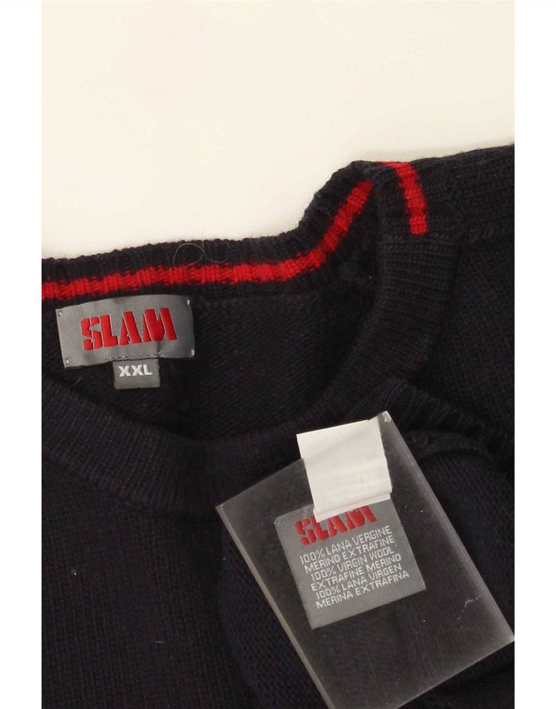 Męski sweter Slam z dekoltem w łódkę 2XL Granatowa wełna