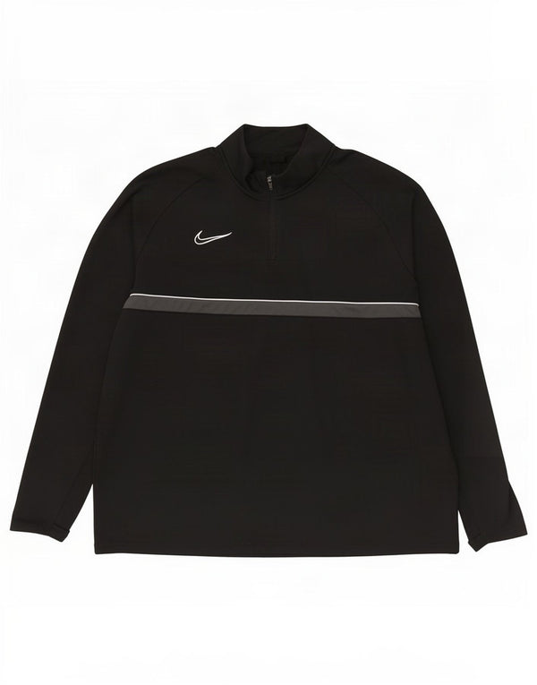Nike Mens Dri Fit Zip Neck Pullover Tracksuit Top 2XL Black Colourblock