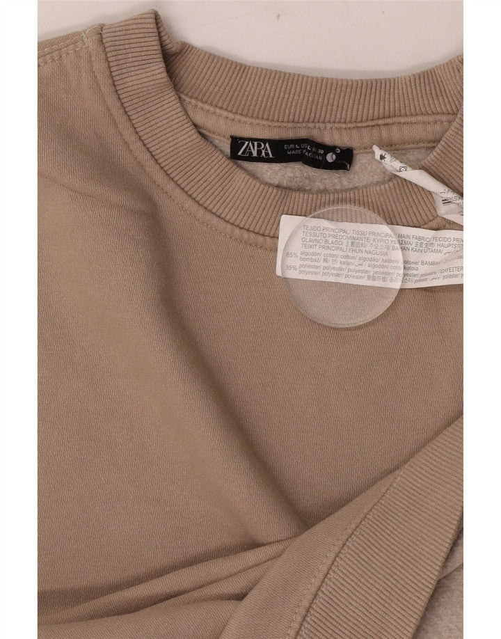 Sweter damski Zara UK 14, duży, brązowy, bawełniany