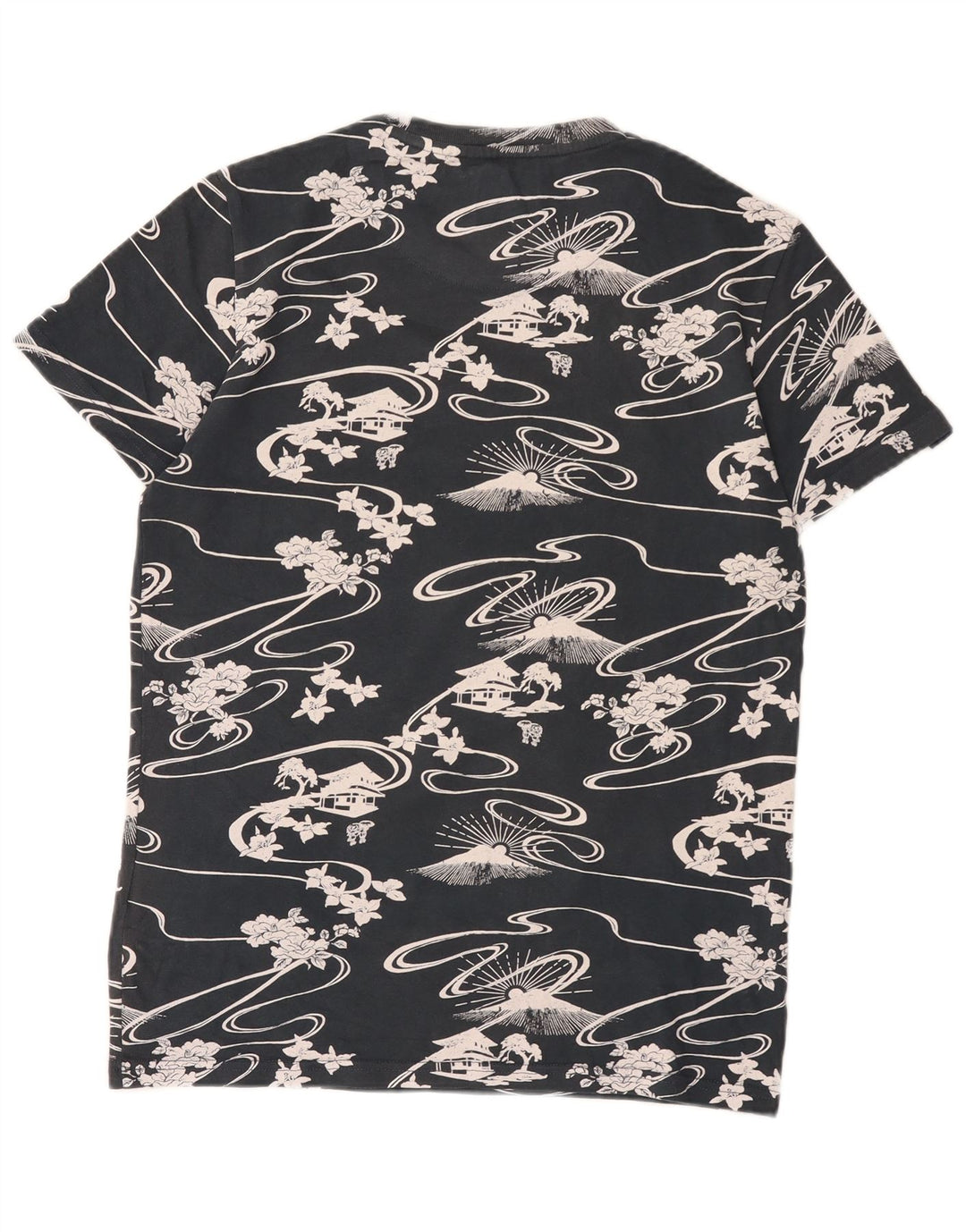 Męski T-shirt Superdry z grafiką, średni czarny, bawełniany w kwiaty