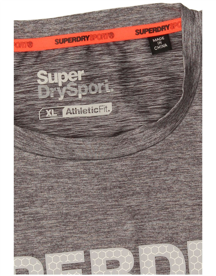 Męski T-shirt Superdry z grafiką, rozmiar XL, szary, nakrapiany