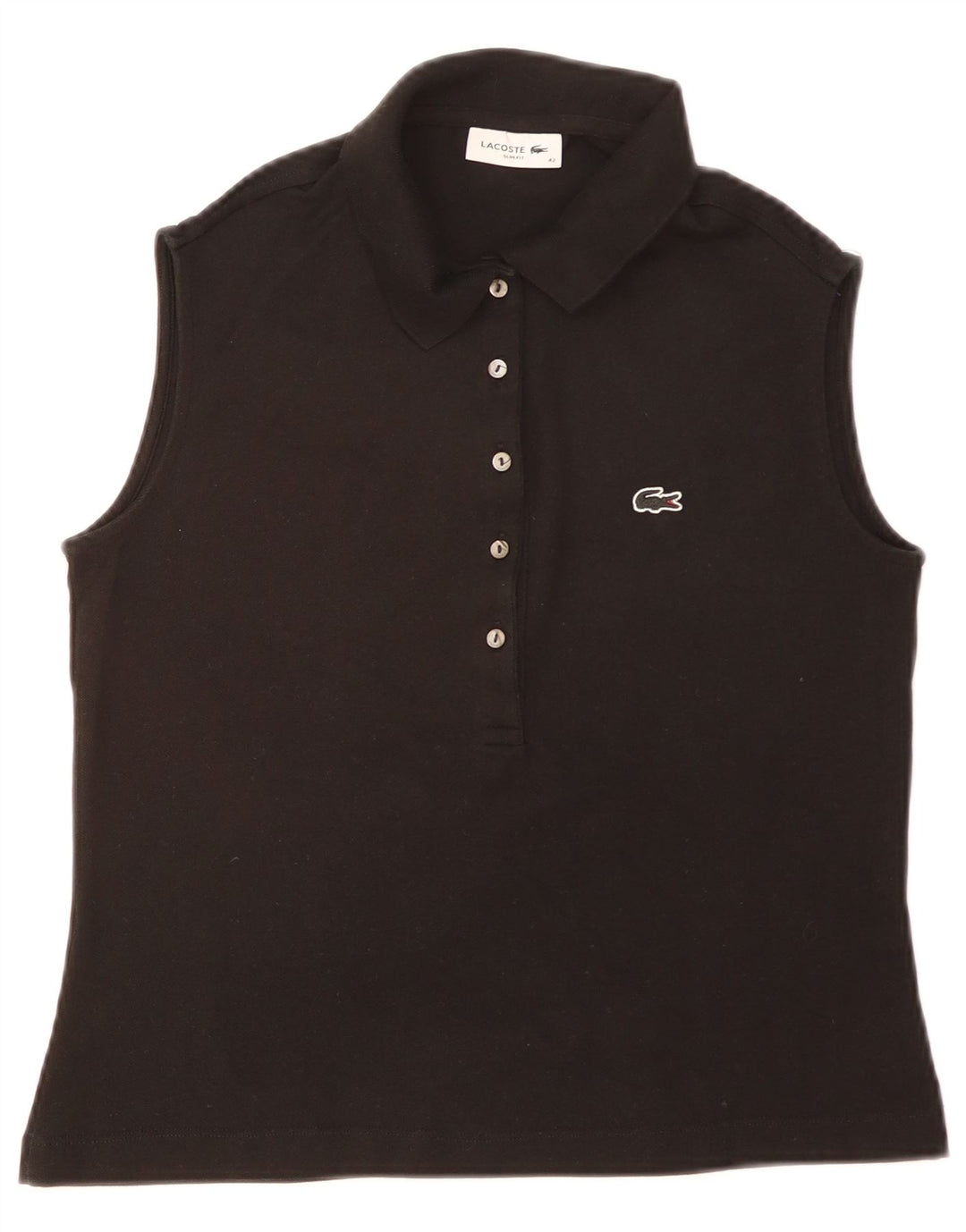 Damska koszulka polo Lacoste Slim Fit bez rękawów, rozmiar 40, średnia czarna