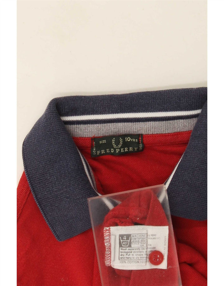 Chłopięca koszulka polo Fred Perry 9-10 lat, bawełniana w kolorze czerwonym