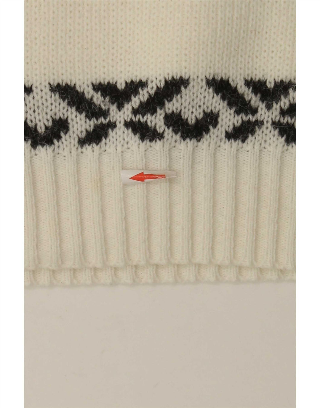 Vintage męski sweter z okrągłym dekoltem, średni biały Fair Isle