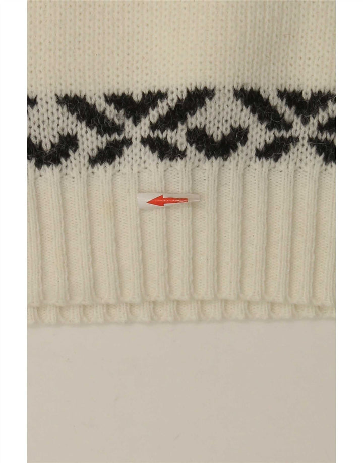 Vintage męski sweter z okrągłym dekoltem, średni biały Fair Isle