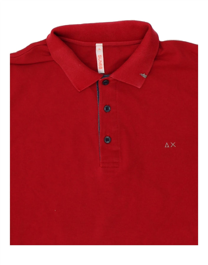 SUN68 Mens Long Sleeve Polo Shirt XL Red Vintage Sun68 and Second-Hand Sun68 from Messina Hembry 