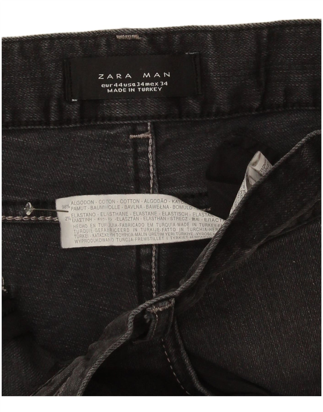 Męskie proste dżinsy Zara EU 44 Large W34 L33 Szara bawełna