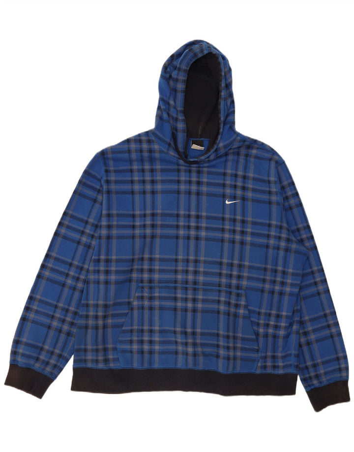 Męska bluza z kapturem Nike 2XL, bawełniana niebieska kratka