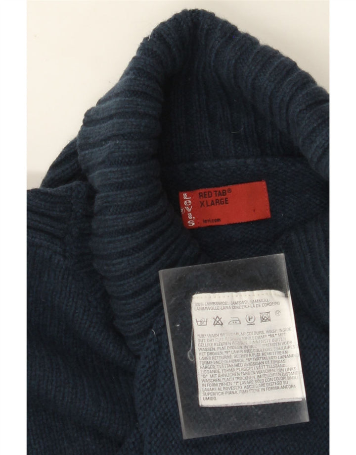 Damski sweter z golfem LEVI'S UK 18 XL Granatowy, z owczej wełny