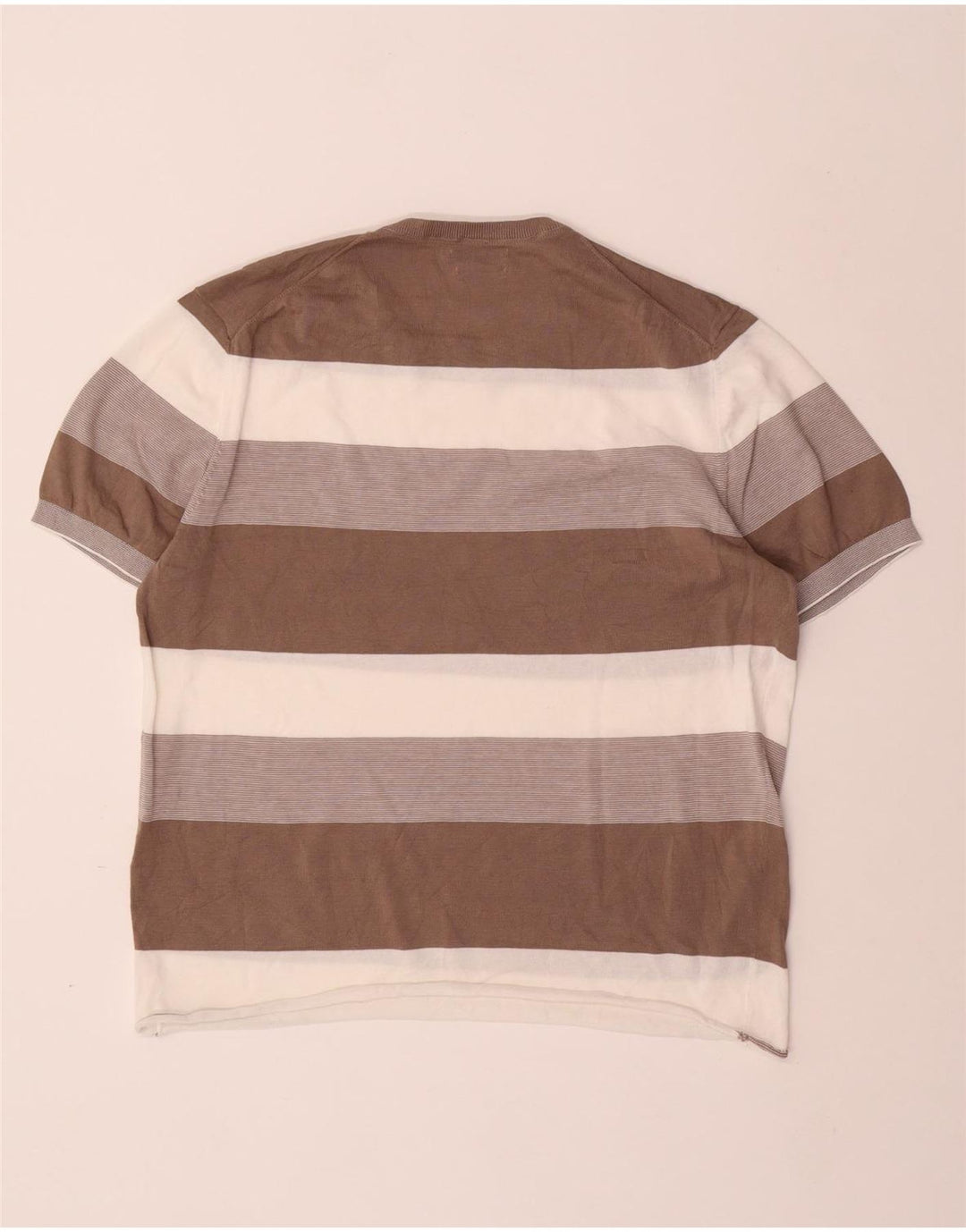 T-shirt męski MASSIMO DUTTI Top z dużej beżowej bawełny w paski