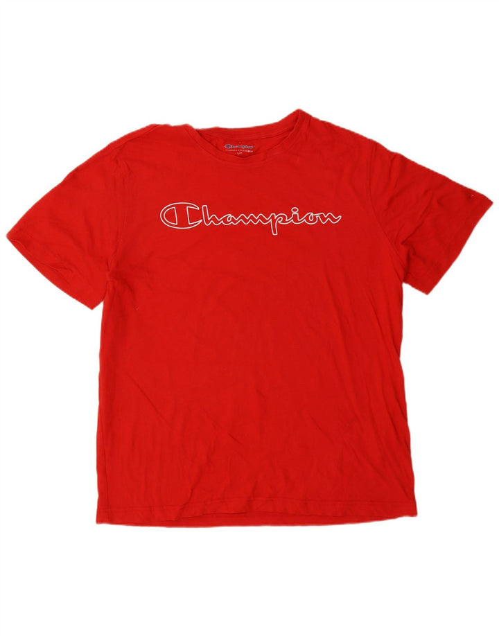 Męski T-shirt Champion z grafiką, duży, czerwony, bawełniany