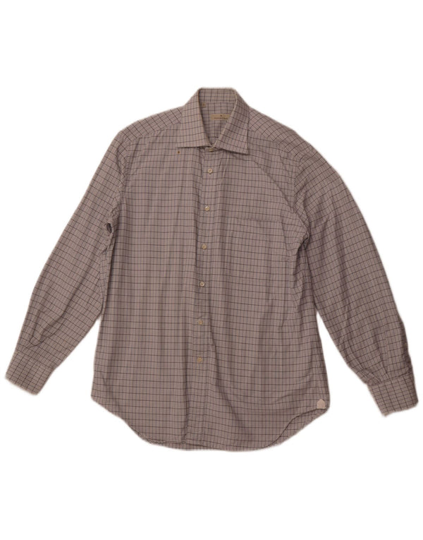 Koszula męska ERMENEGILDO ZEGNA rozmiar 41 16, duża bawełniana kratka w kolorze złamanej bieli