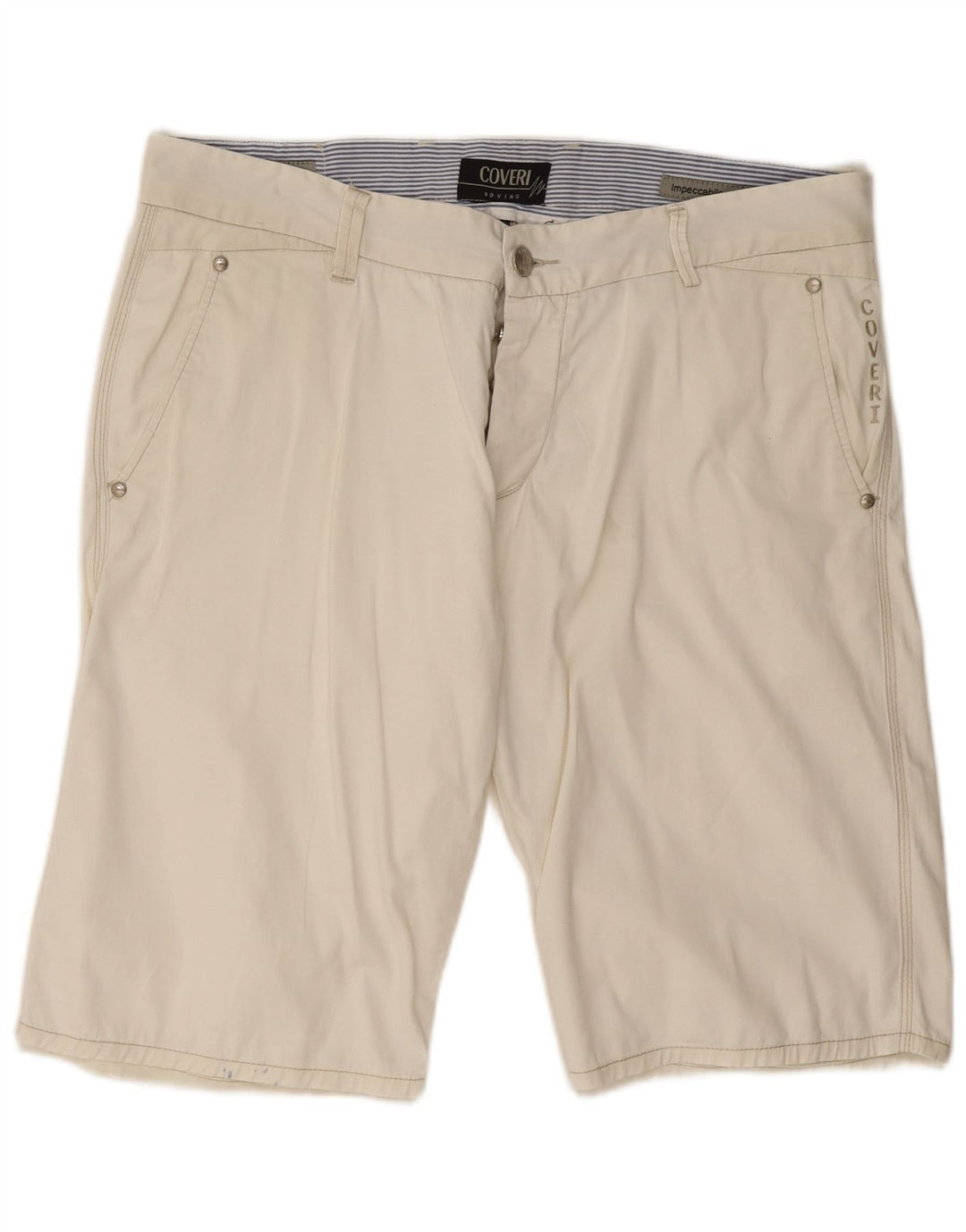 Męskie spodenki Chino Coveri IT 52 XL W38 Biały elastan