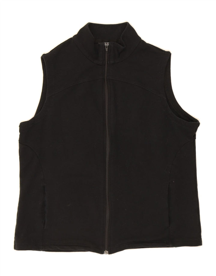 MARKS & SPENCER Womens Sleeveless Tracksuit Top Jacket UK 18 XL Black Vintage Marks & Spencer and Second-Hand Marks & Spencer from Messina Hembry 