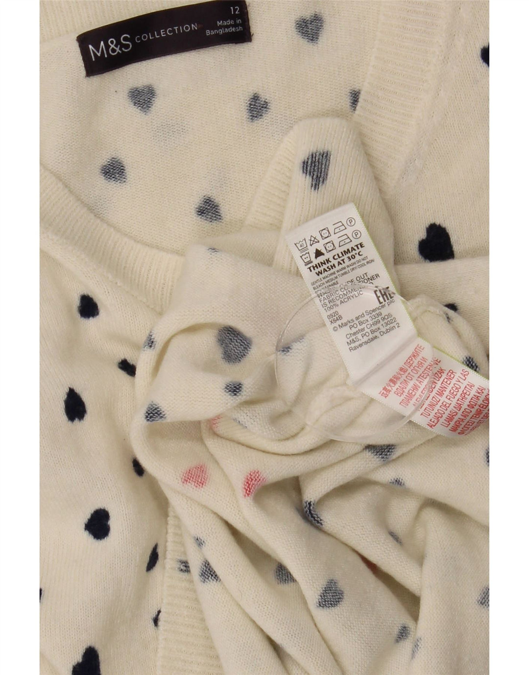 Marks & Spencer Damski sweter z dekoltem w łódkę UK 12 Średni biały
