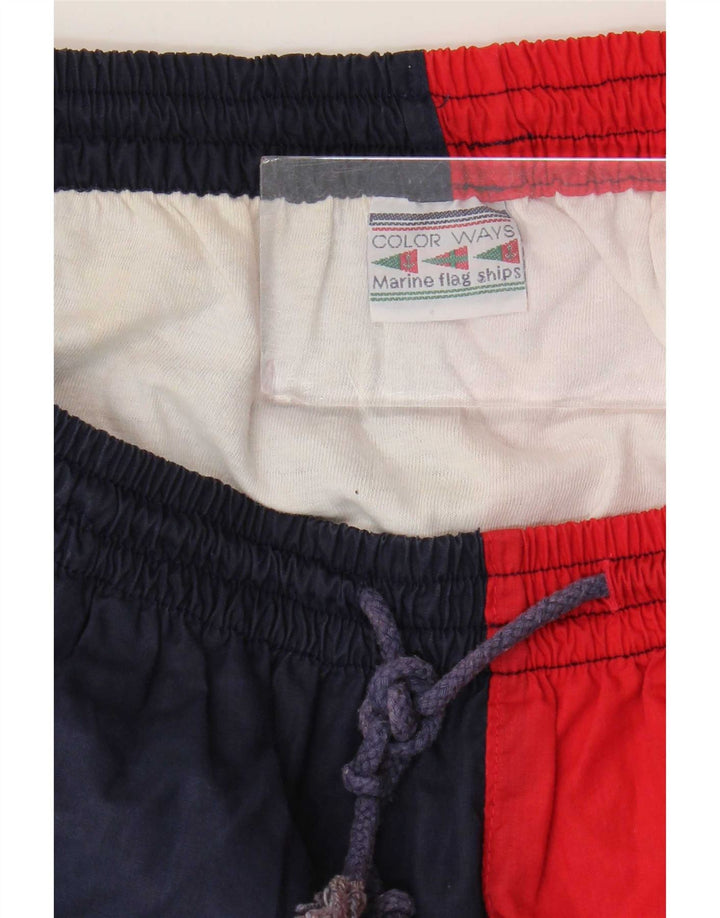 Męskie spodenki sportowe w stylu vintage, XL, wielokolorowy poliester z blokami kolorów