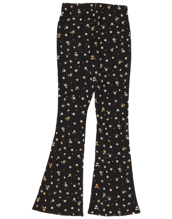 Damskie legginsy Flare Topshop UK 10 Small W26 L31 Czarny kwiatowy poliester
