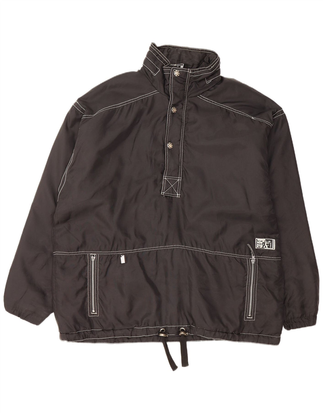 C&A Mens Hooded Windbreaker Jacket UK 44 2XL Black Nylon