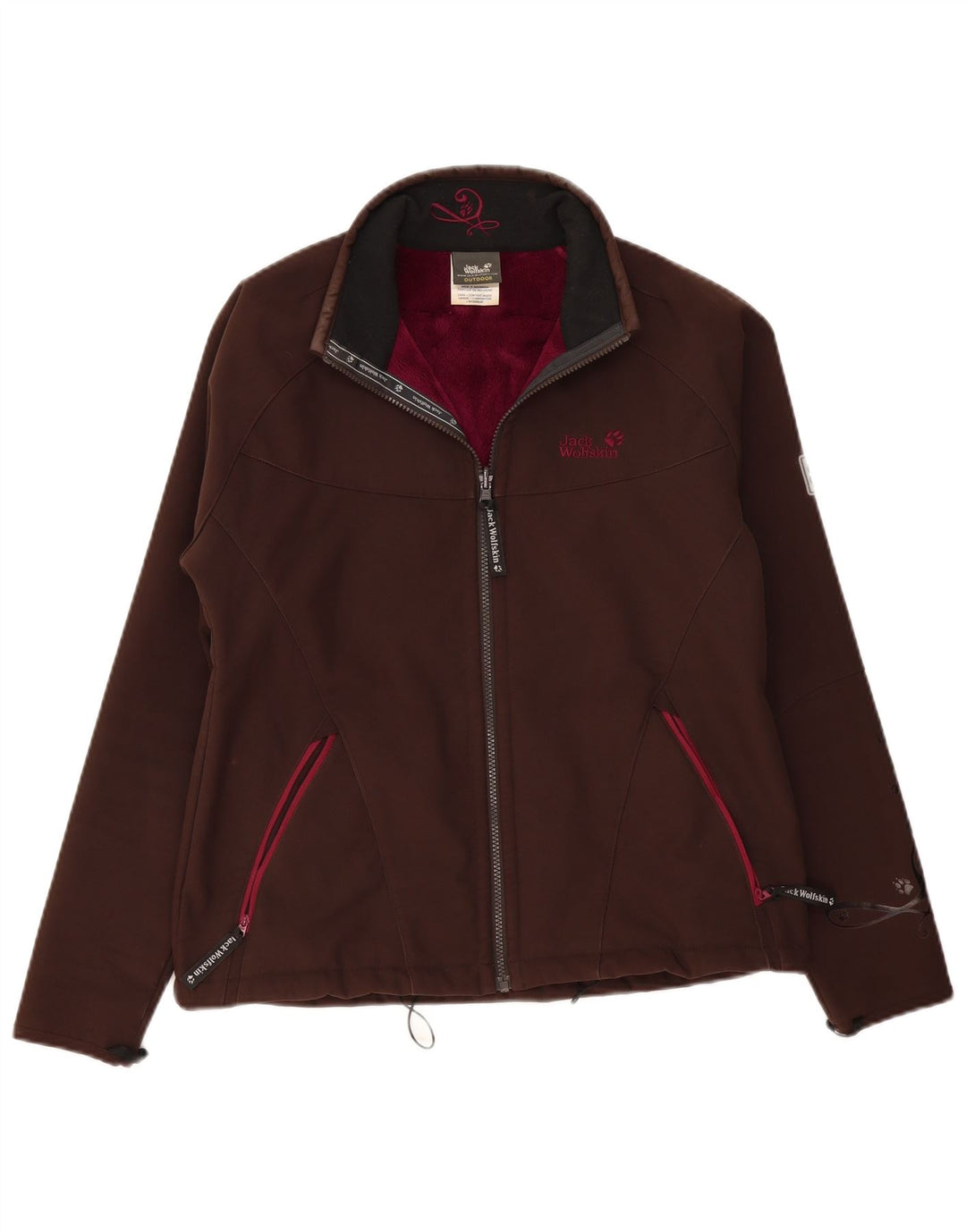 Damska kurtka wiatrówka Jack Wolfskin z podszewką UK 16, duży, brązowy poliester