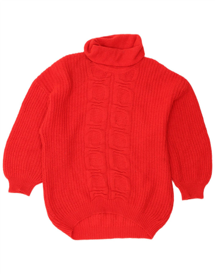 Sweter damski Stefanel z wywijanym dekoltem UK 18 XL, czerwona wełna