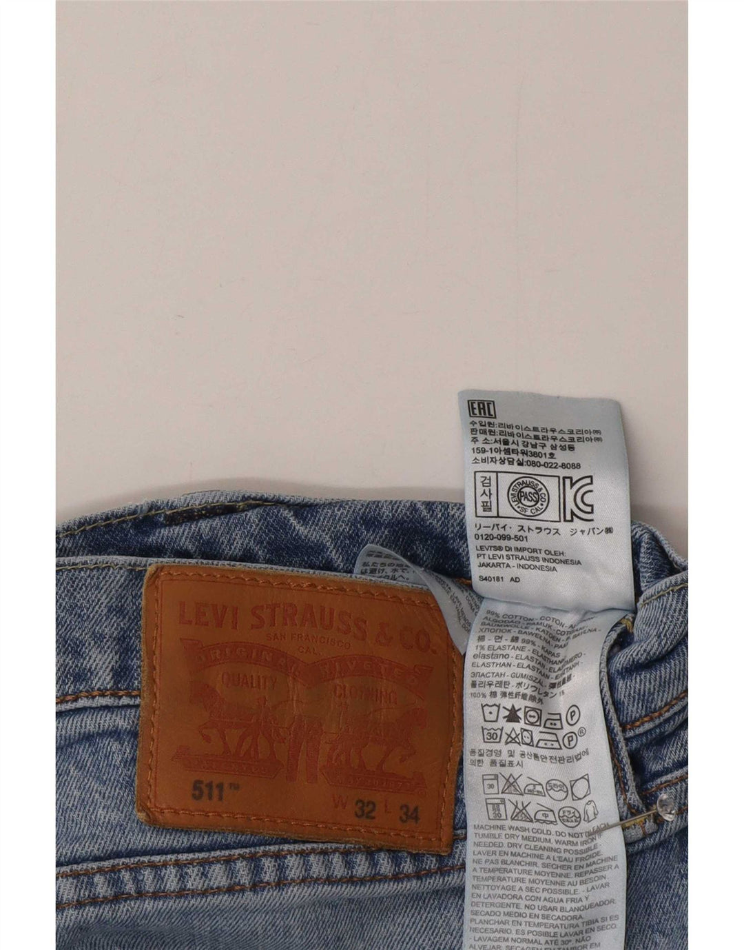 Męskie jeansy Levi's 511 Slim W32 L28 Niebieska bawełna