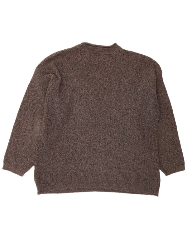 Męski sweter z okrągłym dekoltem w stylu vintage, XL, brązowy, bawełniany