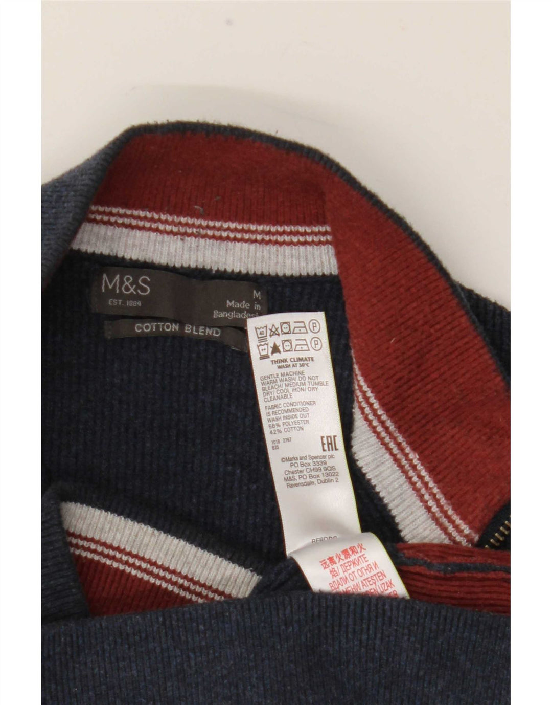 Marks & Spencer Męski sweter rozpinany, średni granatowy, poliester